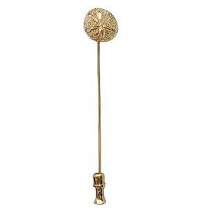 Sterling Silver Gold Vermeil Sand Dollar Lapel Stick Pin, Signed